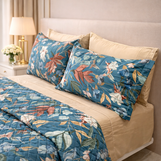 SAPPHIRE MEADOW PRINTED BEDSPREAD SET