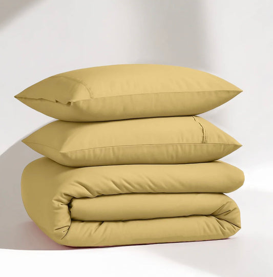 GOLDEN SOLID DUVET COVER SET-400 THREAD COUNT