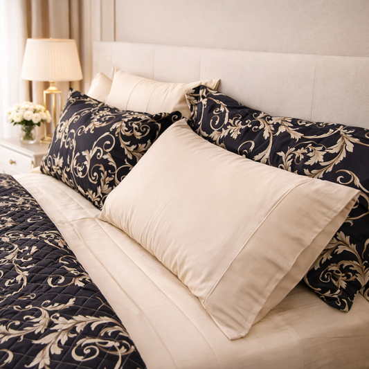 GOLDEN ELEGANCE PRINTED BEDSPREAD SET