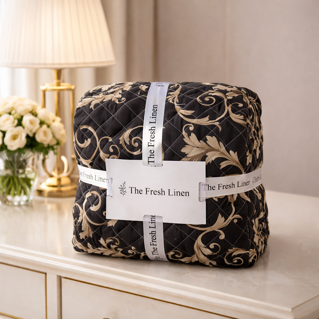 GOLDEN ELEGANCE PRINTED BEDSPREAD SET