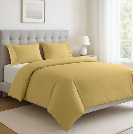 GOLDEN SOLID DUVET COVER SET-400 THREAD COUNT