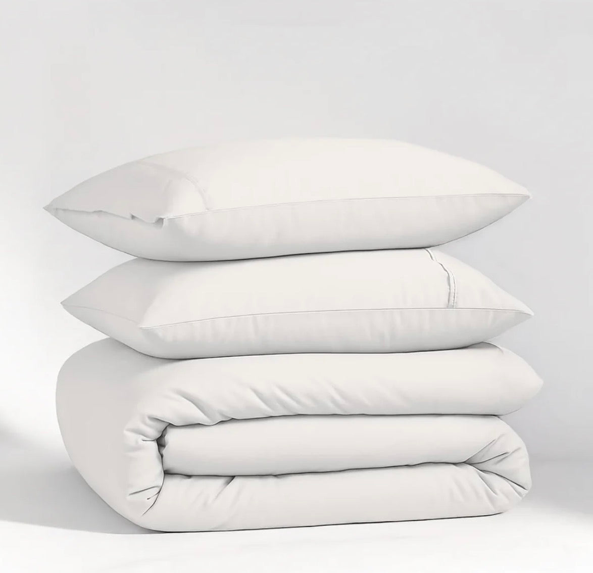 WHITE SOLID DUVET COVER SET-400 THREAD COUNT